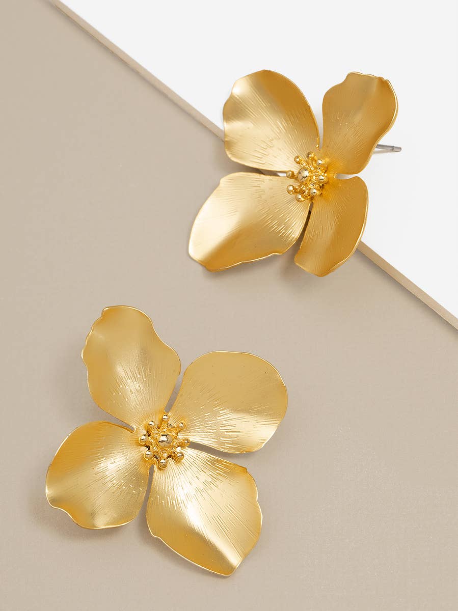Matte 18k Gold-Plated Garden Party Statement Earring: Matte Gold