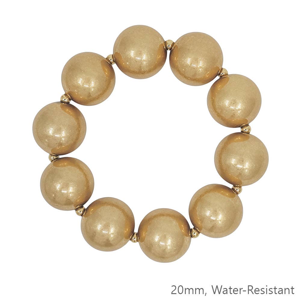 20MM Gold Metal Beaded Stretch Bracelet