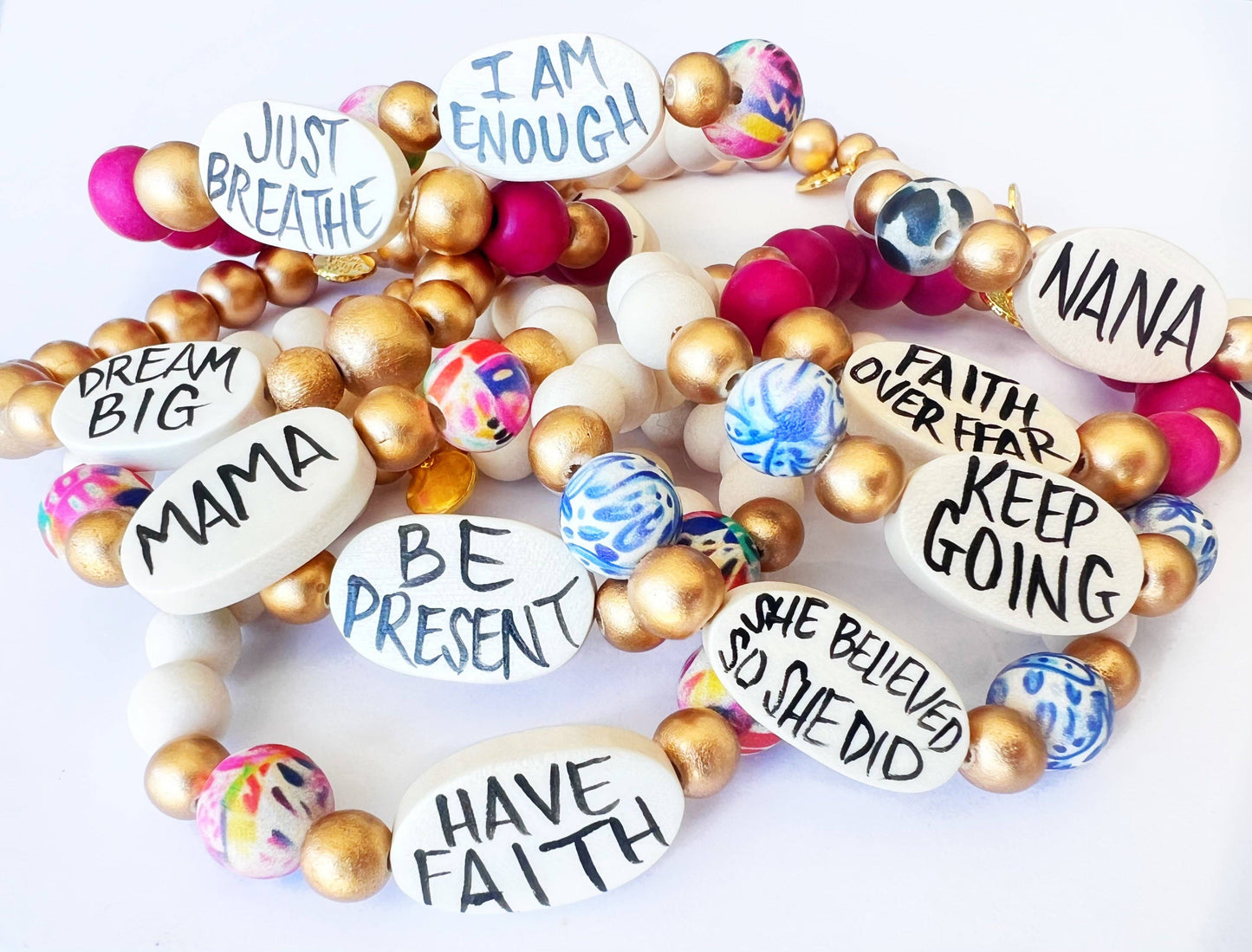 Affirmation Word Beaded Bracelets Inspirational