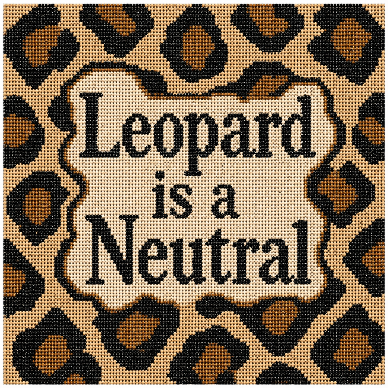 Leopard is A Neutral Printed Needlepoint Canvas