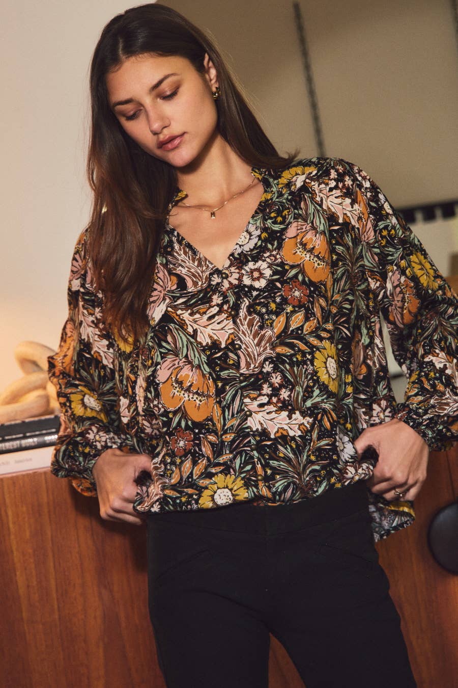Leaves are Turning Floral Blouse