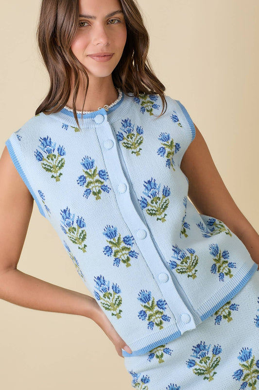 Floral Jacquard Sweater Set
