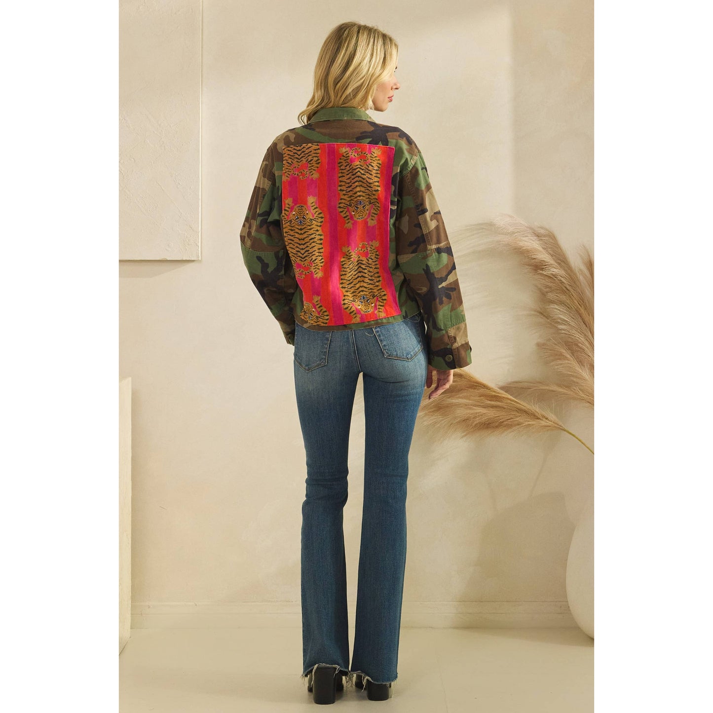 Camo Jacket with Tiger Print Patch