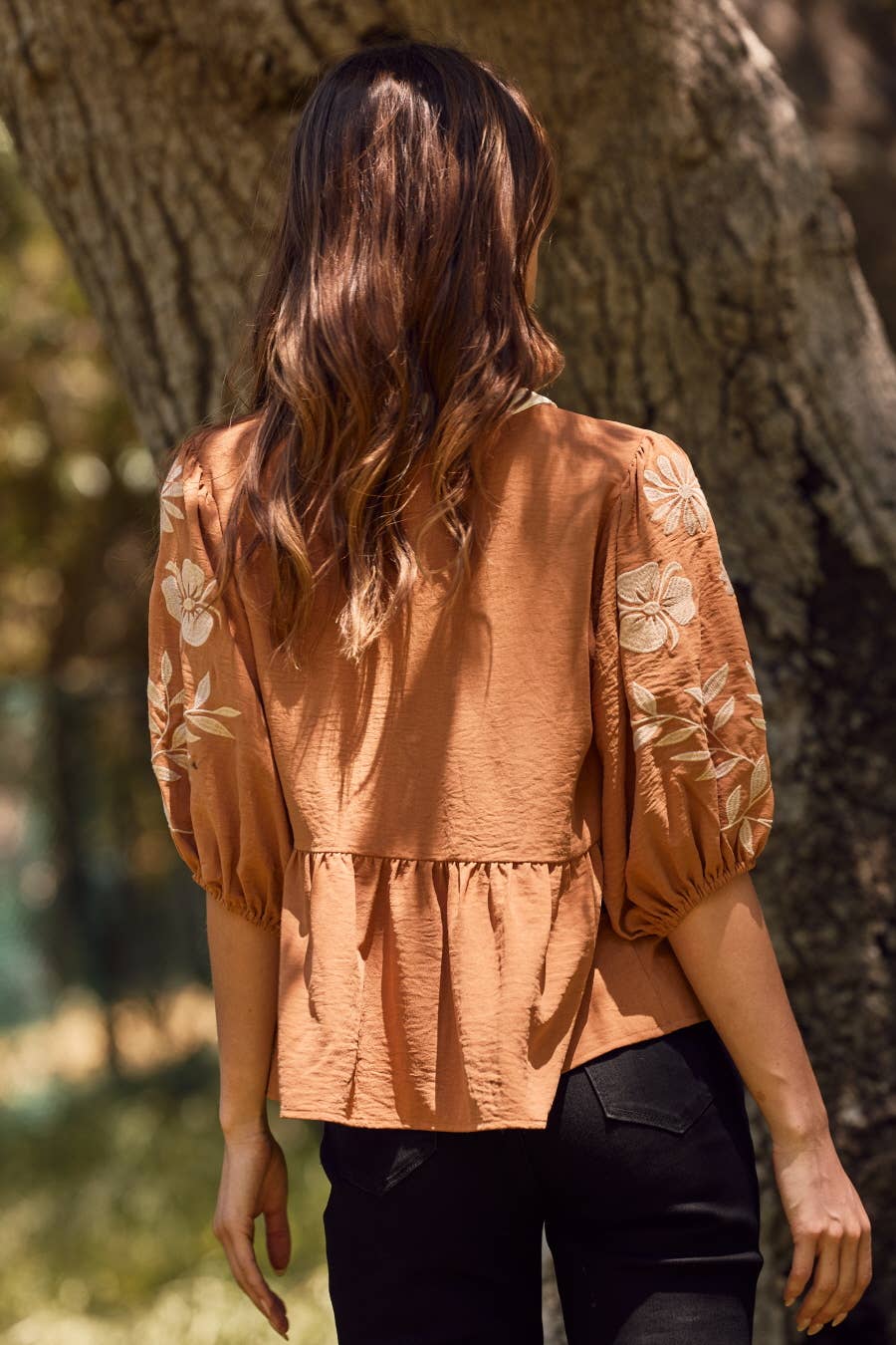 Embroidered Peplum Blouse
