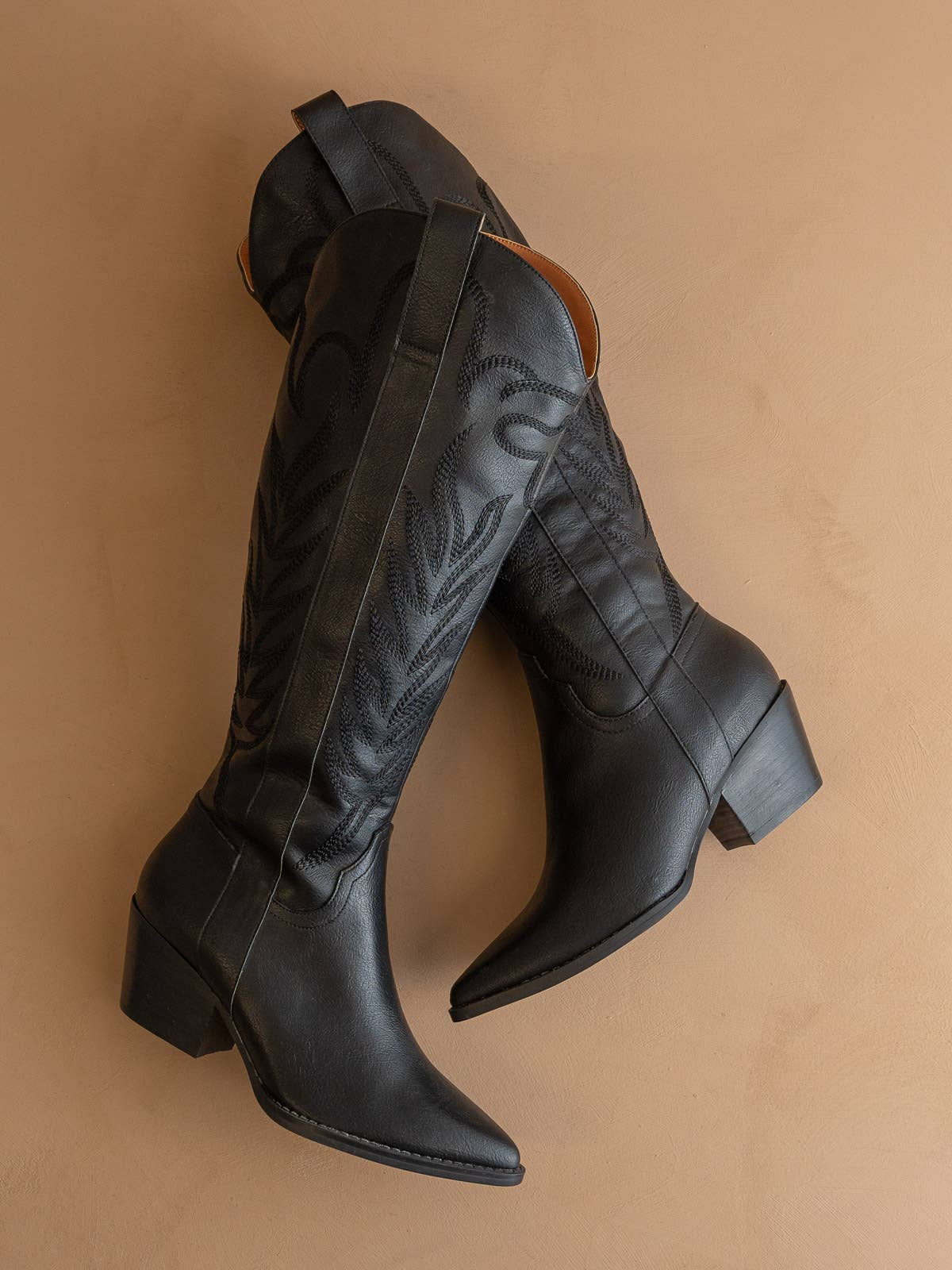 The Samara Black Embroidered Western Tall Boot