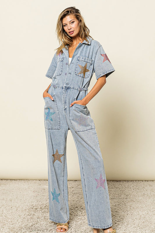 Take The Stage Denim Jumpsuit