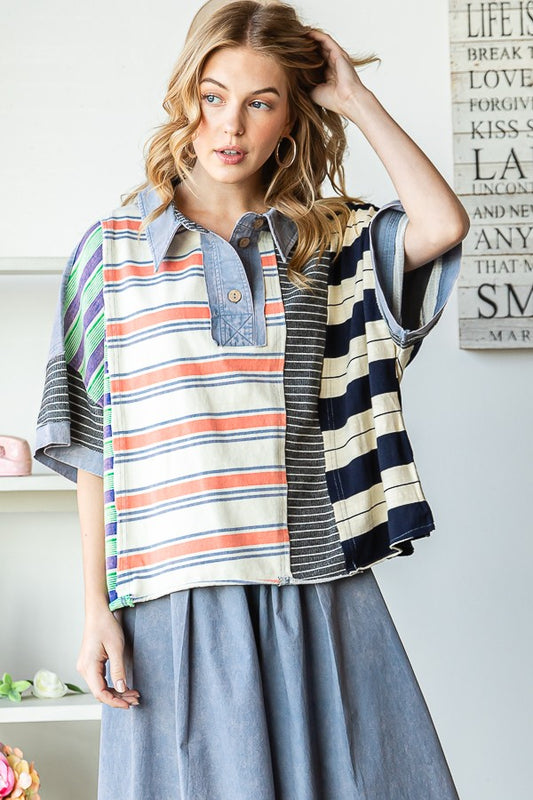 All in A Days Work Stripe Mix Top