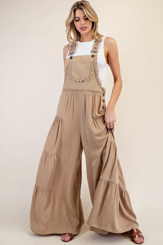 Super Soft Oversized Ruffled Leg Overalls