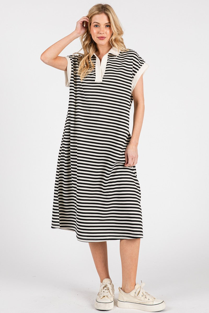 Relaxing in Style Stripe Midi Dress