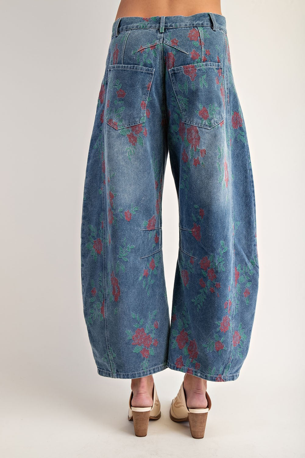Rose Denim Barrell Jean