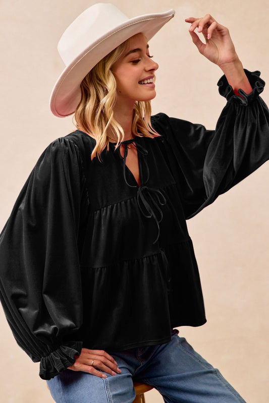 Better in Black Velvet Top