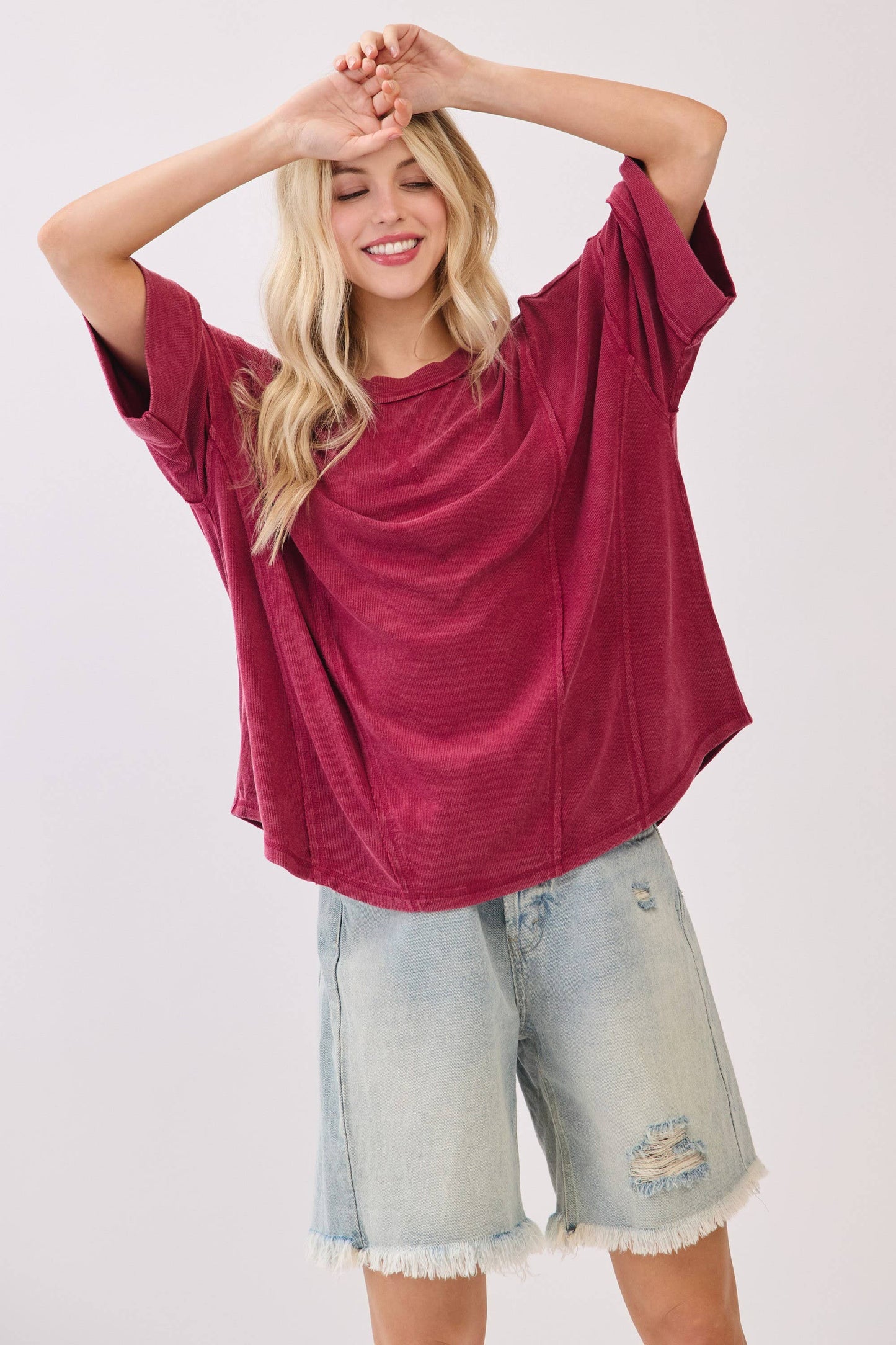 Game day Mineral Washed Boxy Oversized Top