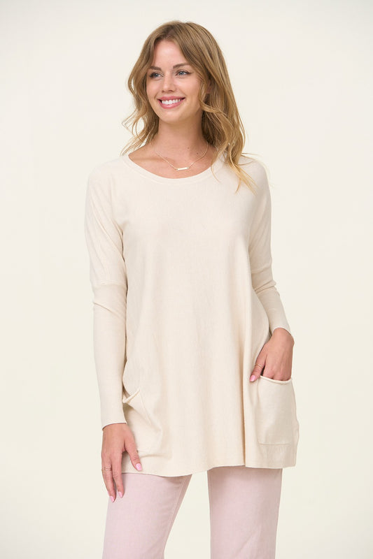 Oversized Basic Pocket Sweater