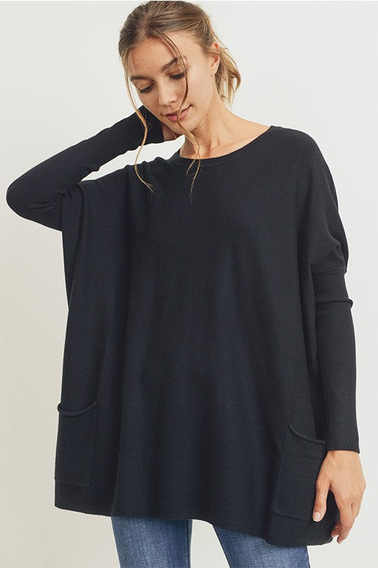 Oversized Basic Pocket Sweater