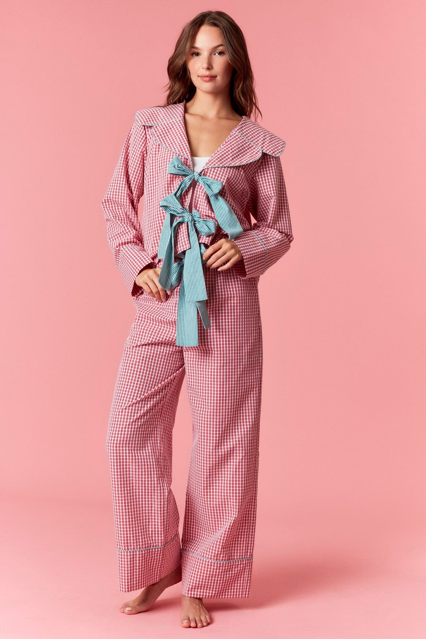 Gingham Checker Plaid Pjs Set