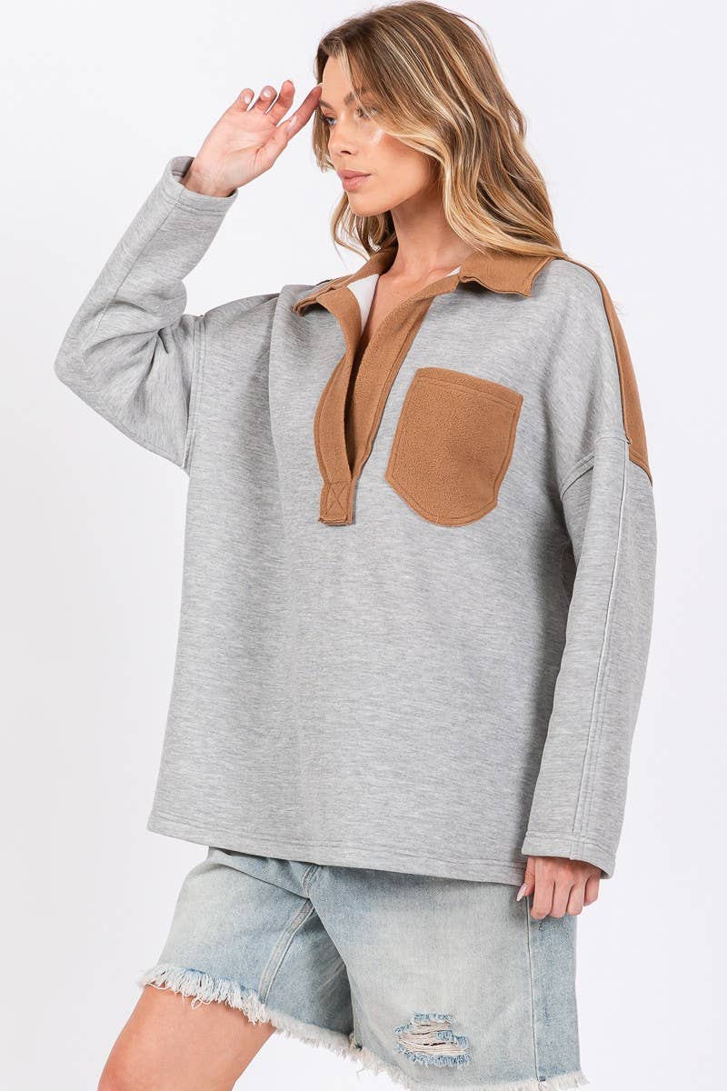 COLOR BLOCK OVERSIZED PULLOVER