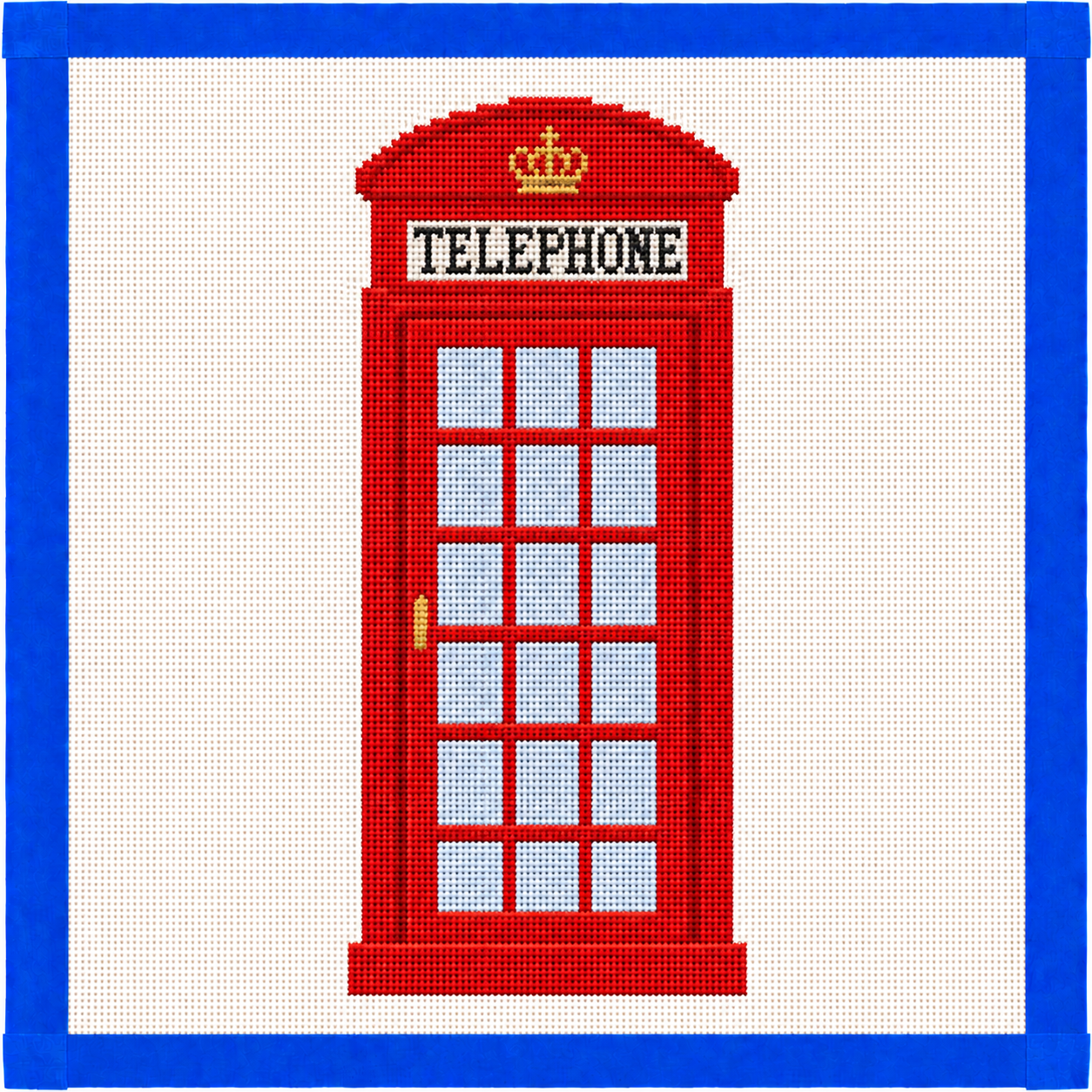 London Red Phone Booth Printed Needlepoint Canvas