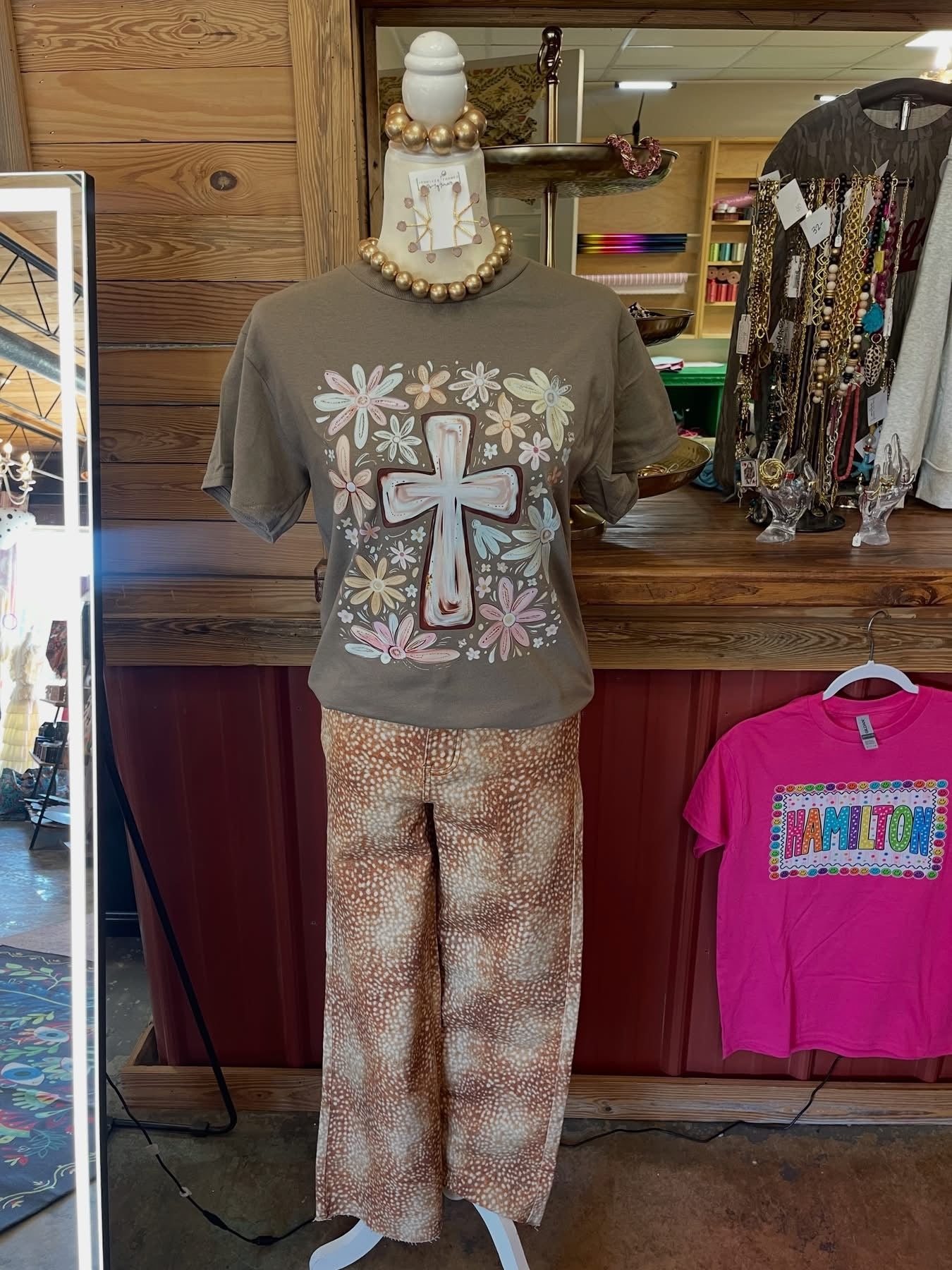 Cross on Brown Tee
