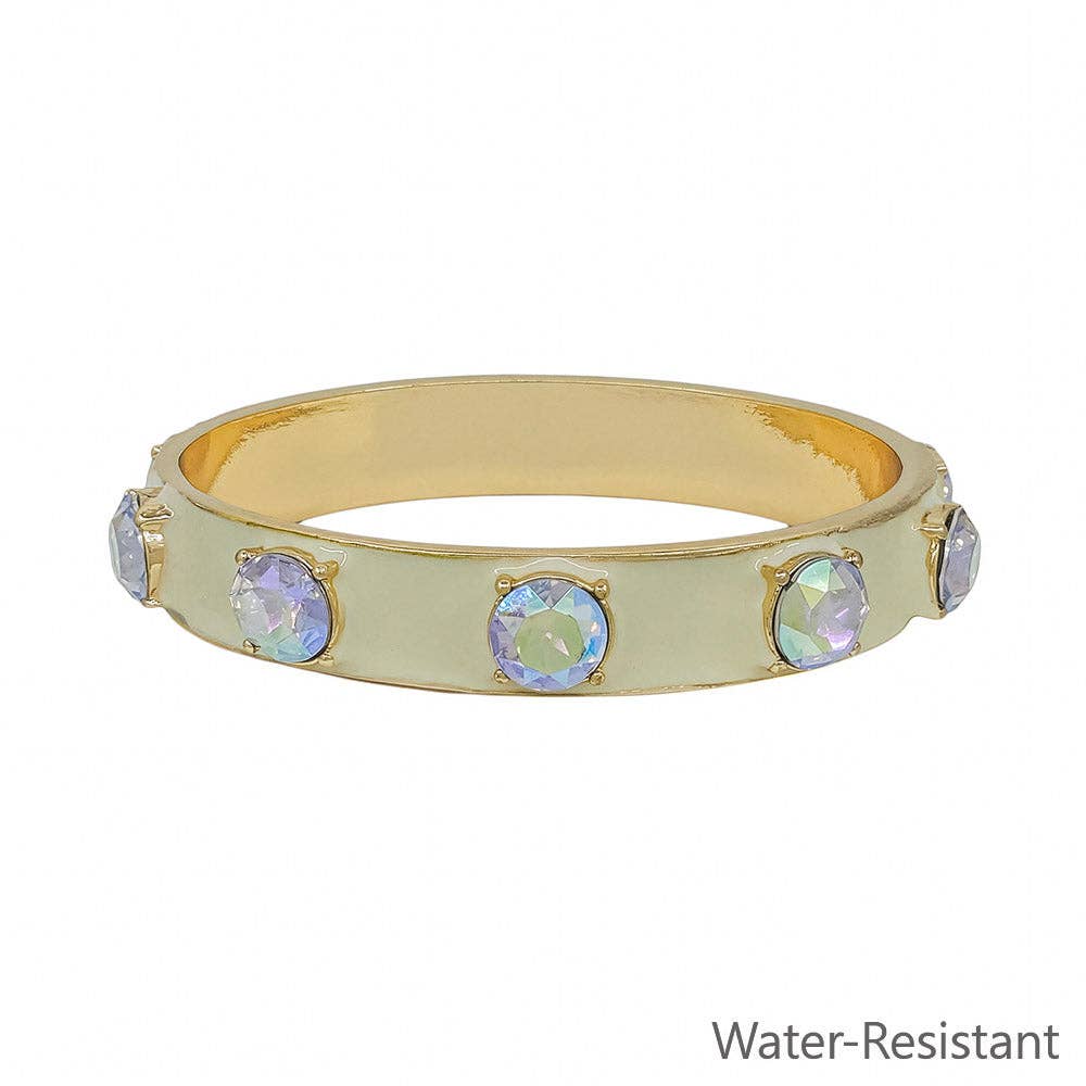 12MM Natural Epoxy and Gold Bangle Bracelet