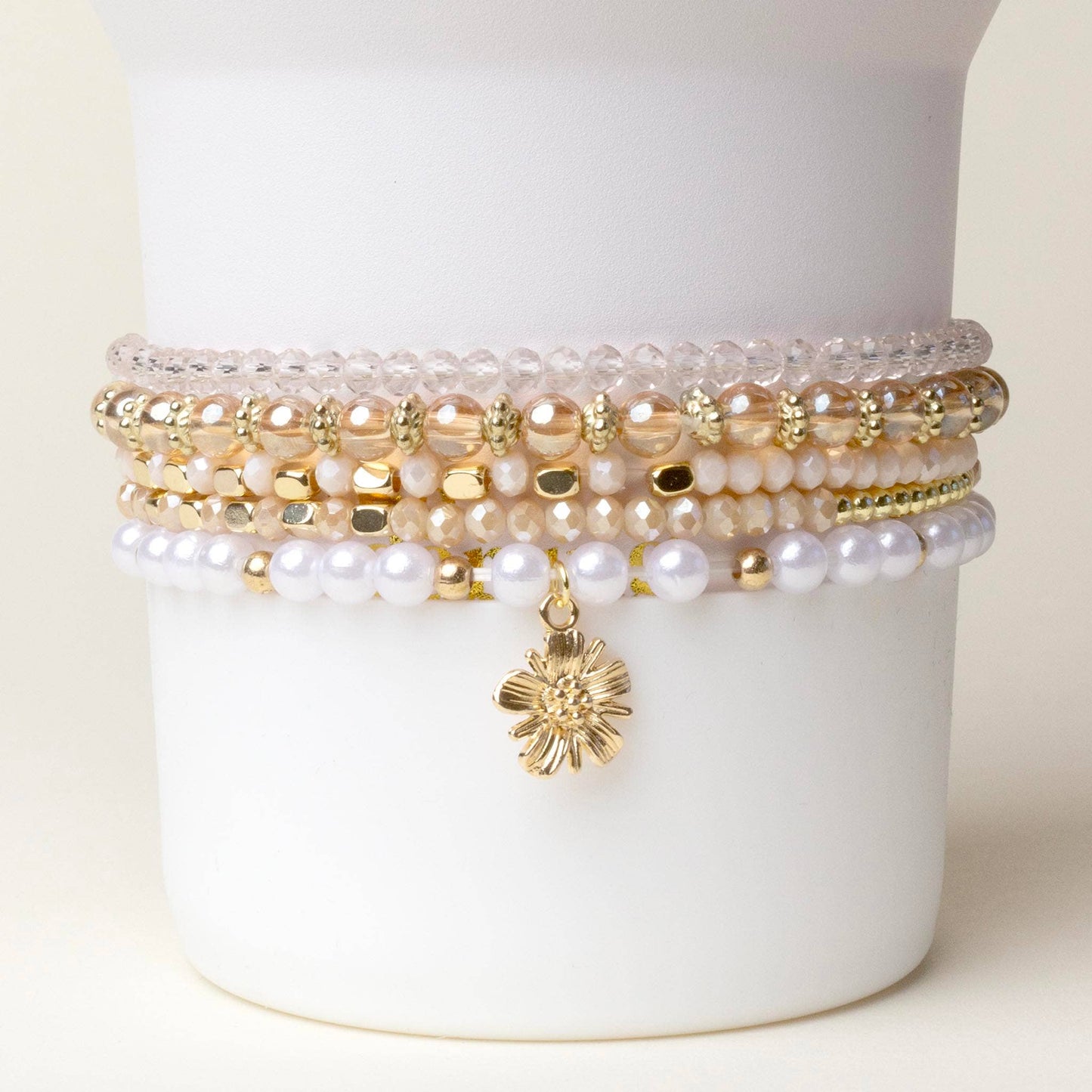 Tumbler Bracelet Stack-Champagne Bliss