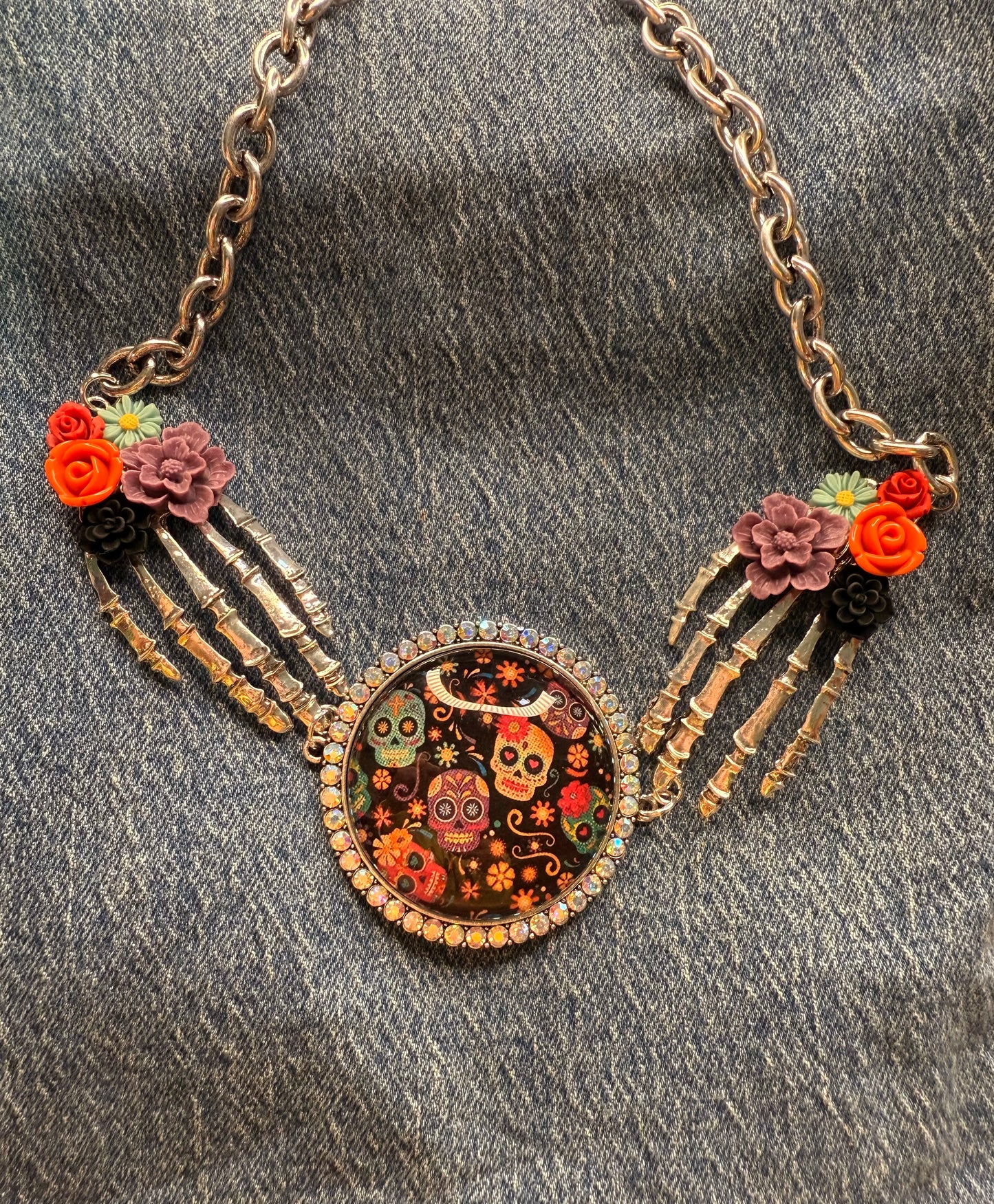 Gypsy South Skeleton Hands Necklace