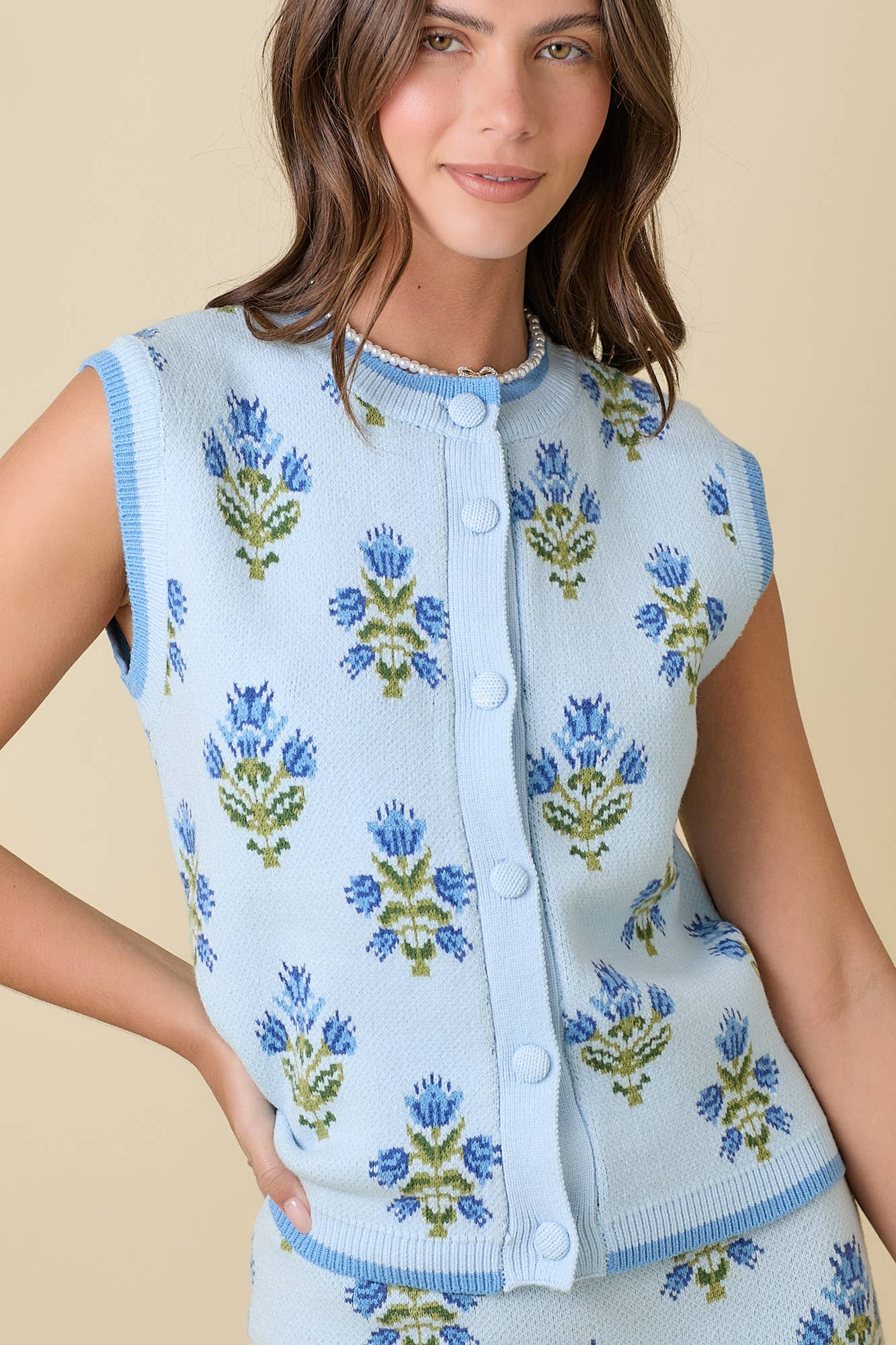 Floral Jacquard Sweater Set