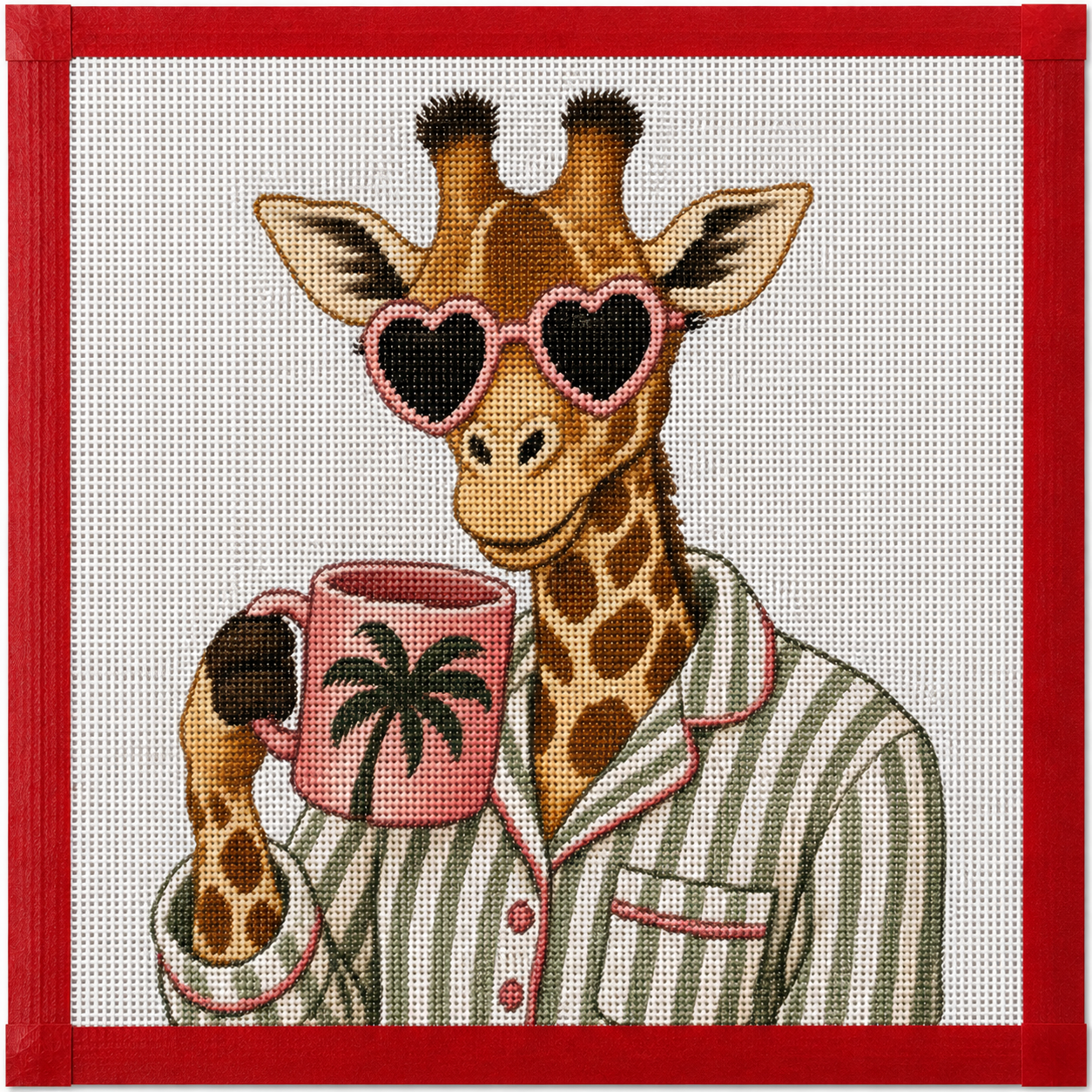 Giraffe in Pajama Printed Needlepoint Canvas