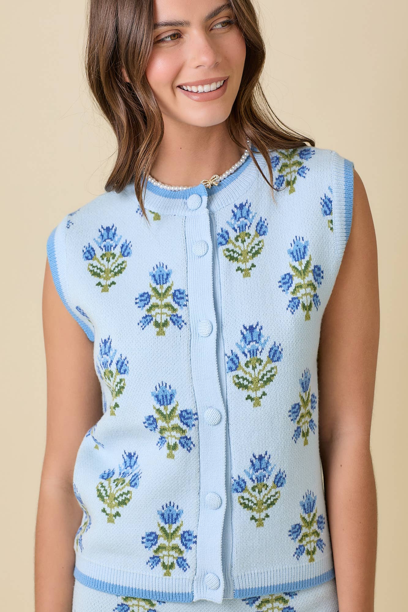 Floral Jacquard Sweater Set