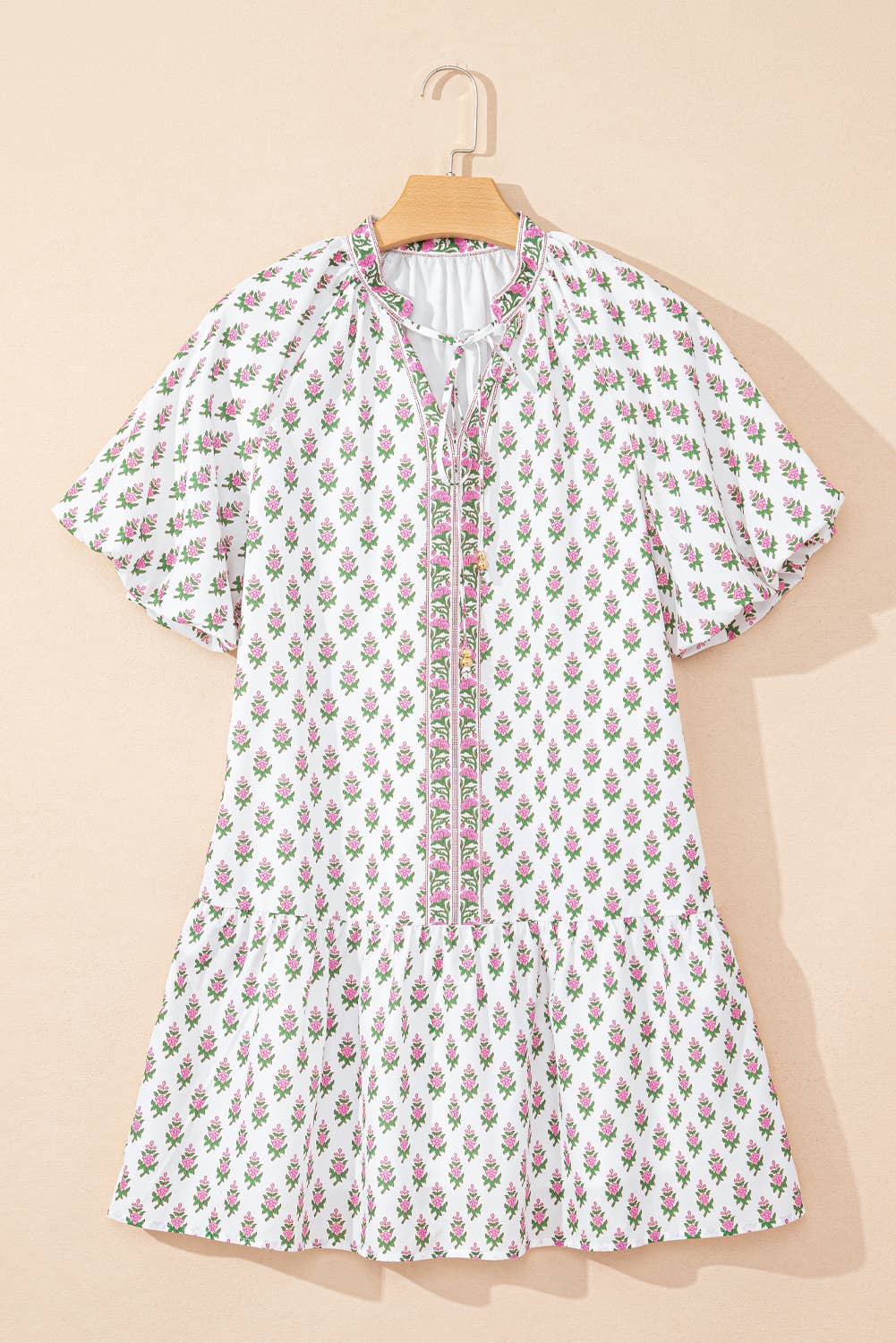 Bohemian Print Bishop Sleeve Dress