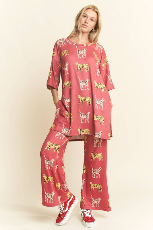 Marsala Cheetah Print Set