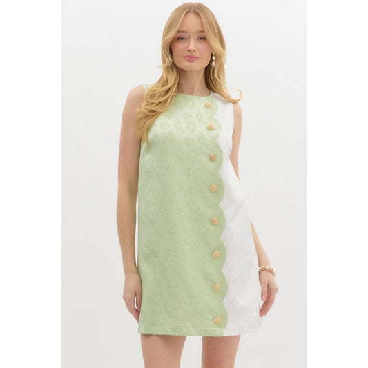 Floral Jacquard Mini Shift Dress