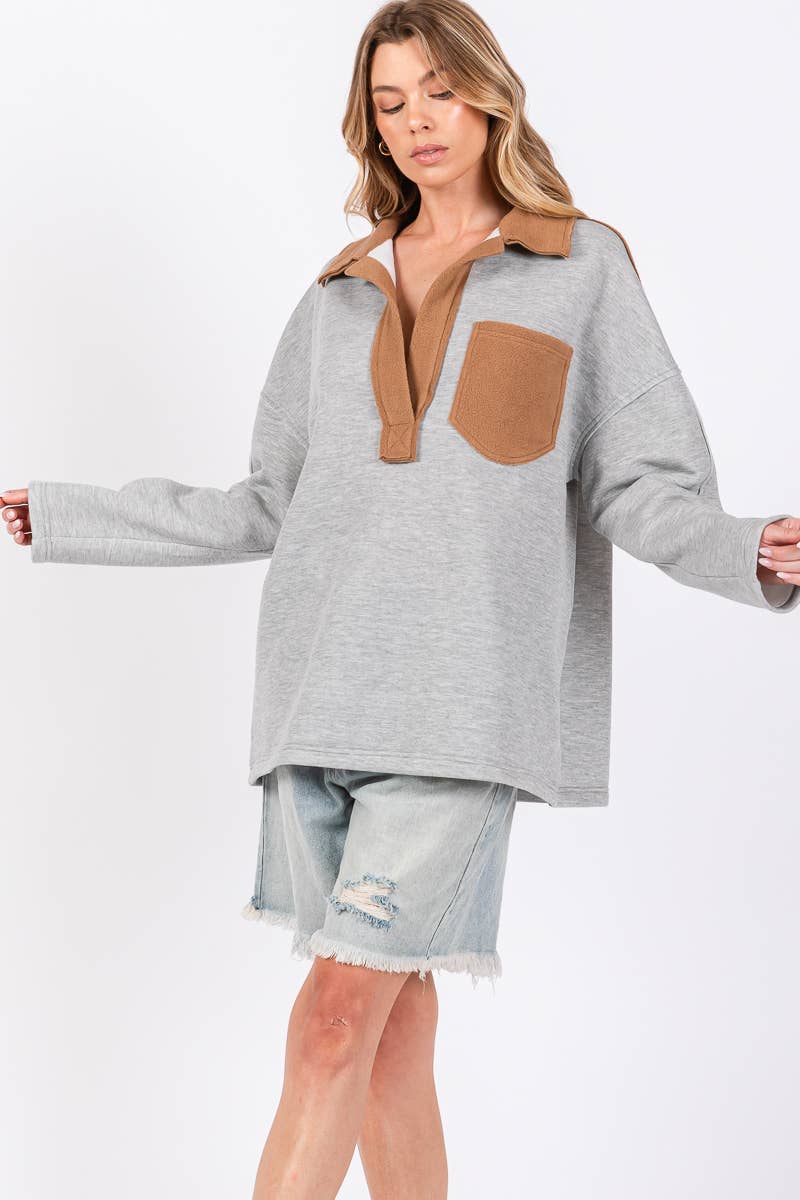 COLOR BLOCK OVERSIZED PULLOVER