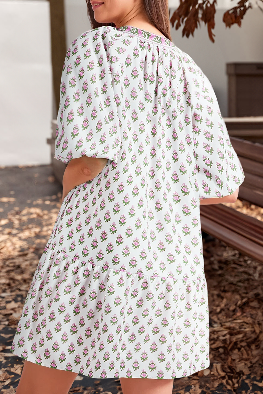 Bohemian Print Bishop Sleeve Dress