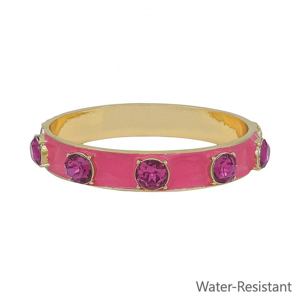 12MM Hot Pink Epoxy and Gold Bangle Bracelet