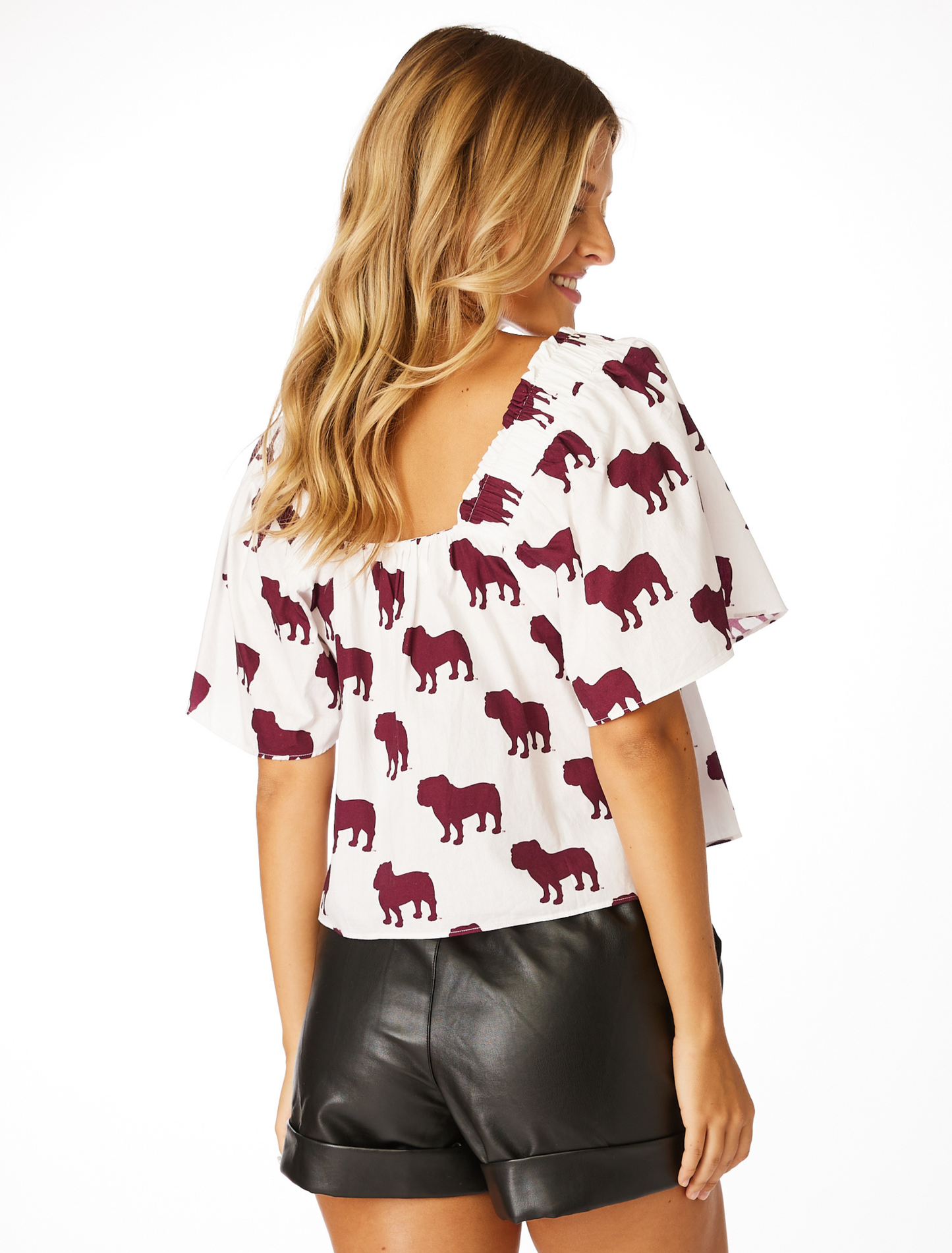 The Bulldog Poplin Accent Sleeve Top