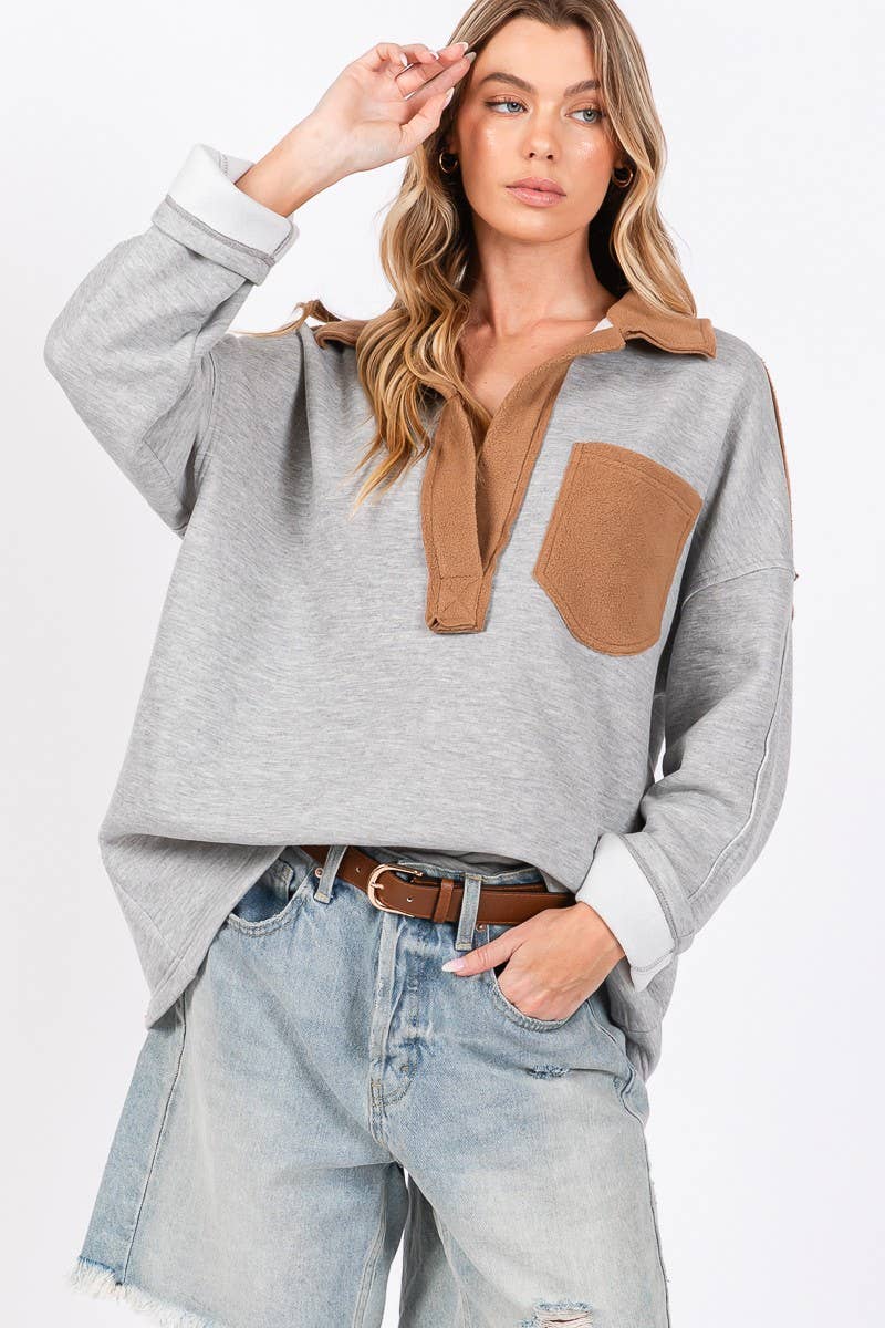 COLOR BLOCK OVERSIZED PULLOVER