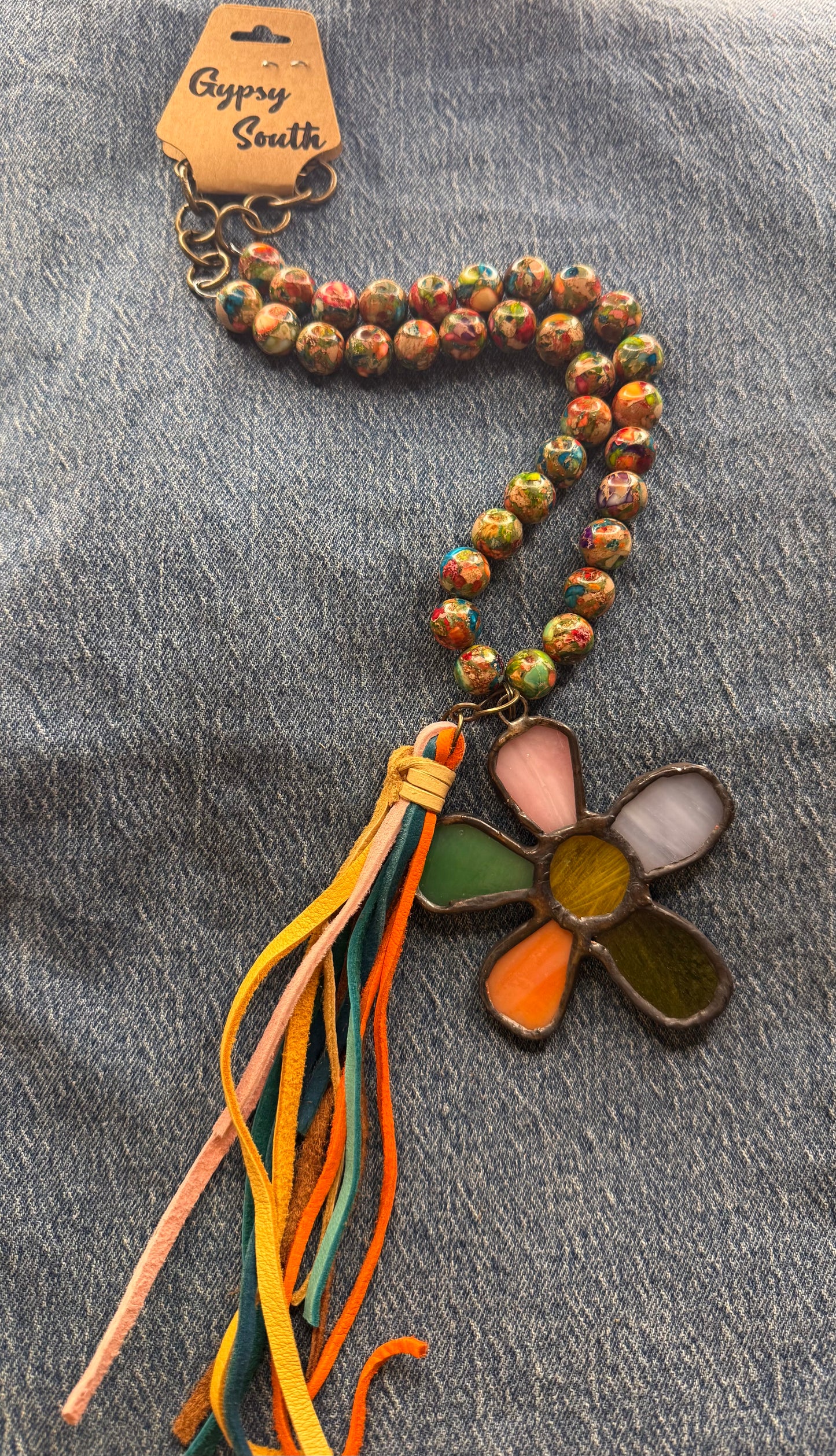 Gypsy South Stained Glass Flower Necklace
