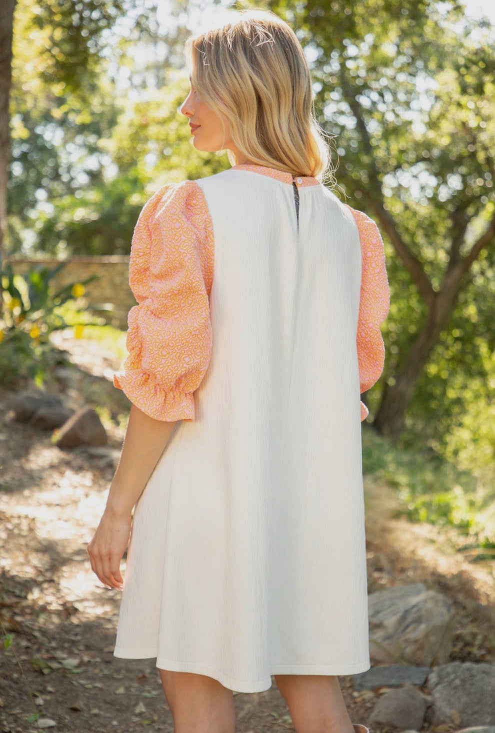 Peaches & Cream Puff Sleeve Dress