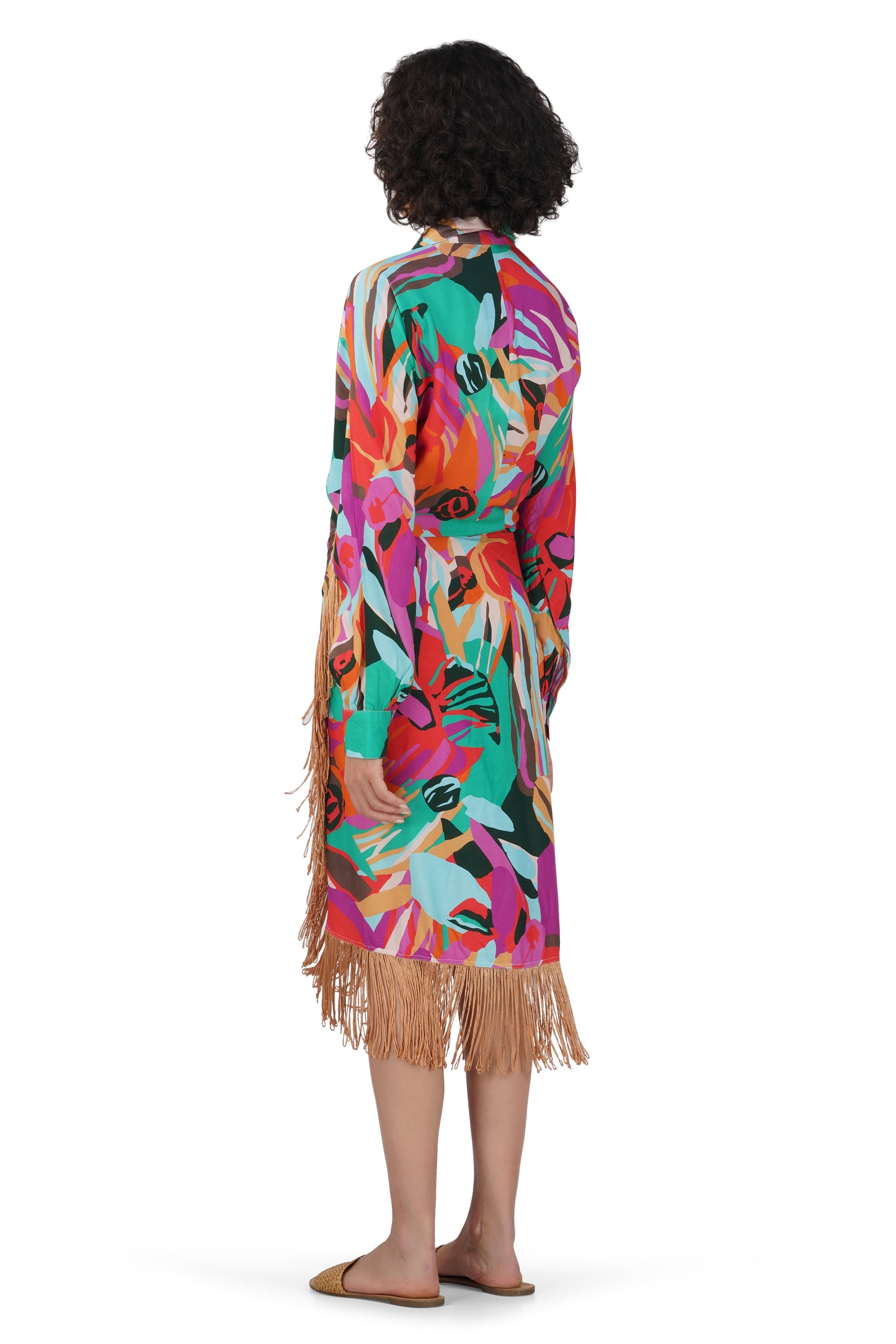 Candy Rose Printed Fringed Skirt CoverUp