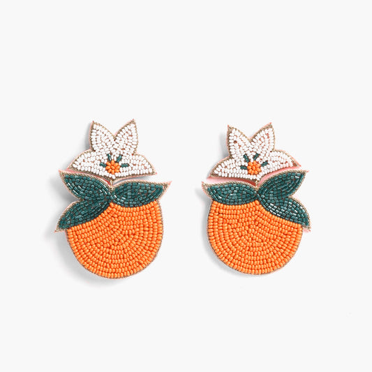 Vermillion Orange Beaded Earrings