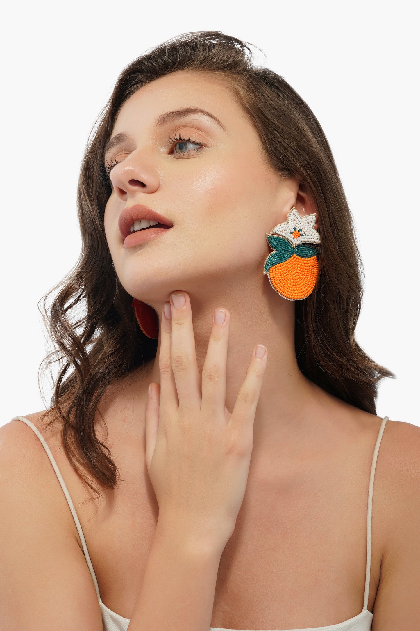 Vermillion Orange Beaded Earrings