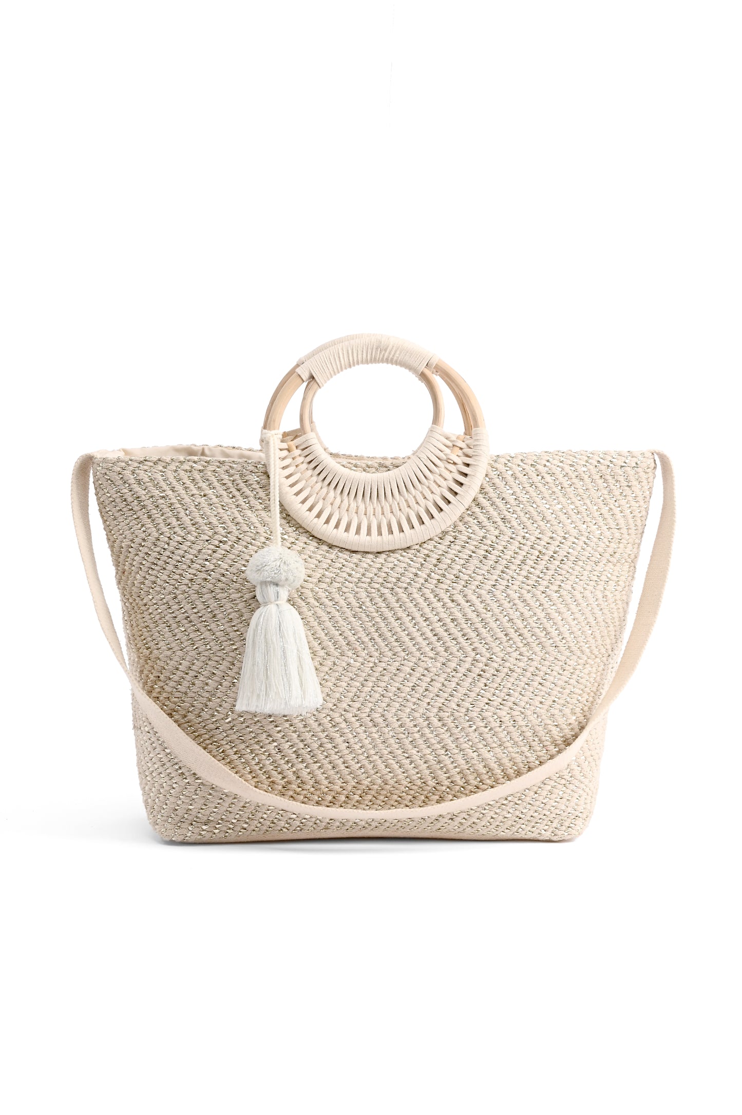 Durrie Natural and Metallic Gold Oversized Tote