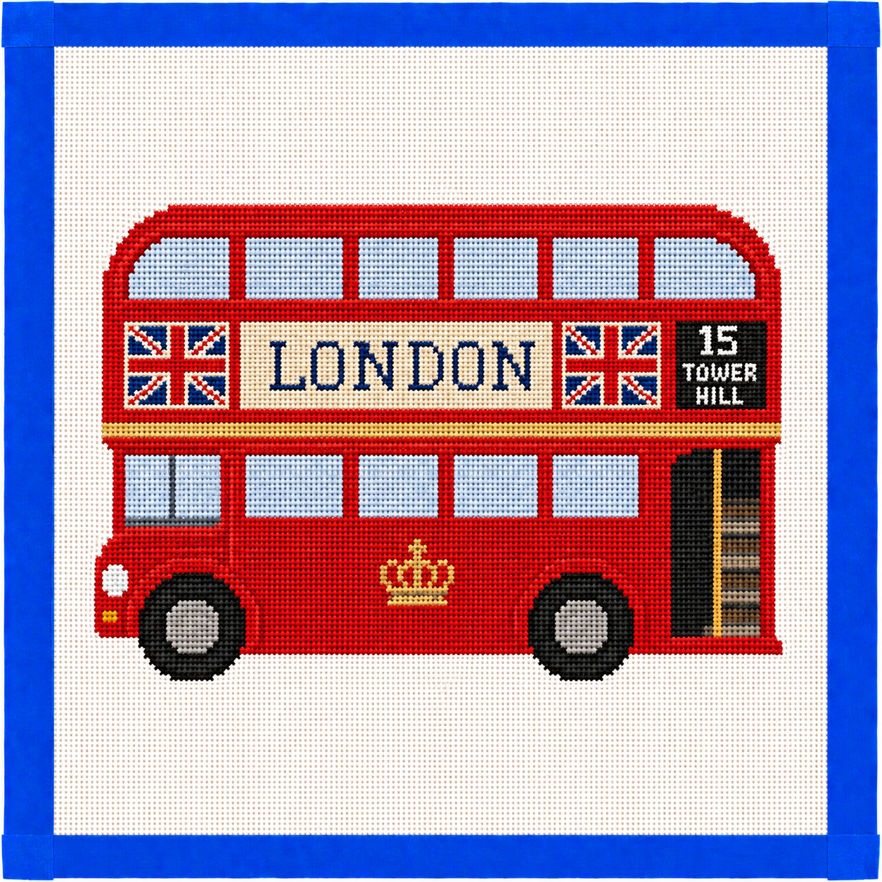 London Double Decker Bus Printed Needlepoint Canvas