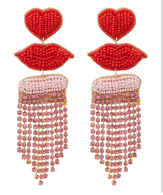 Hearts Lips Tassel Earrings