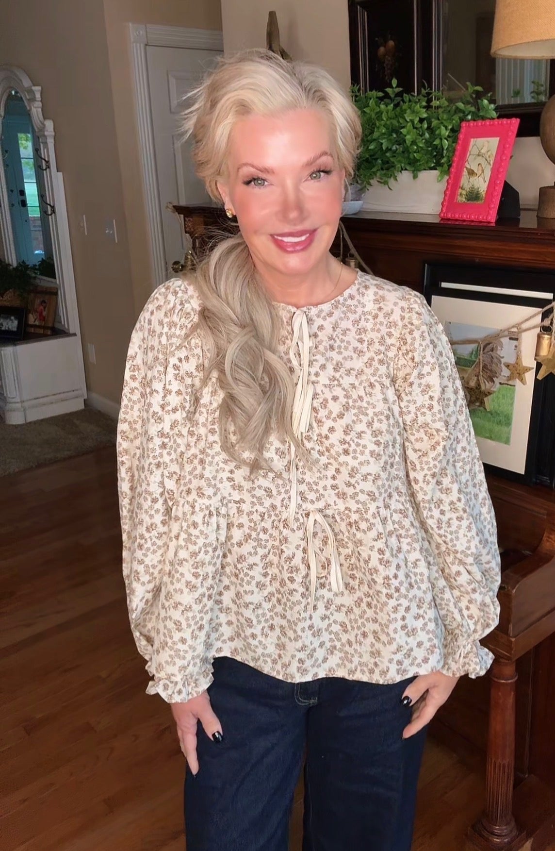 Printed Peplum Floral Top