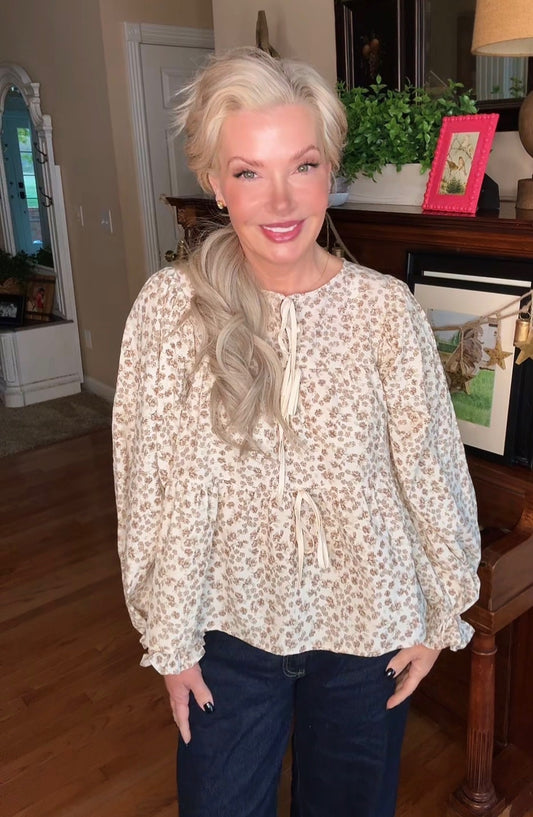 Printed Peplum Floral Top