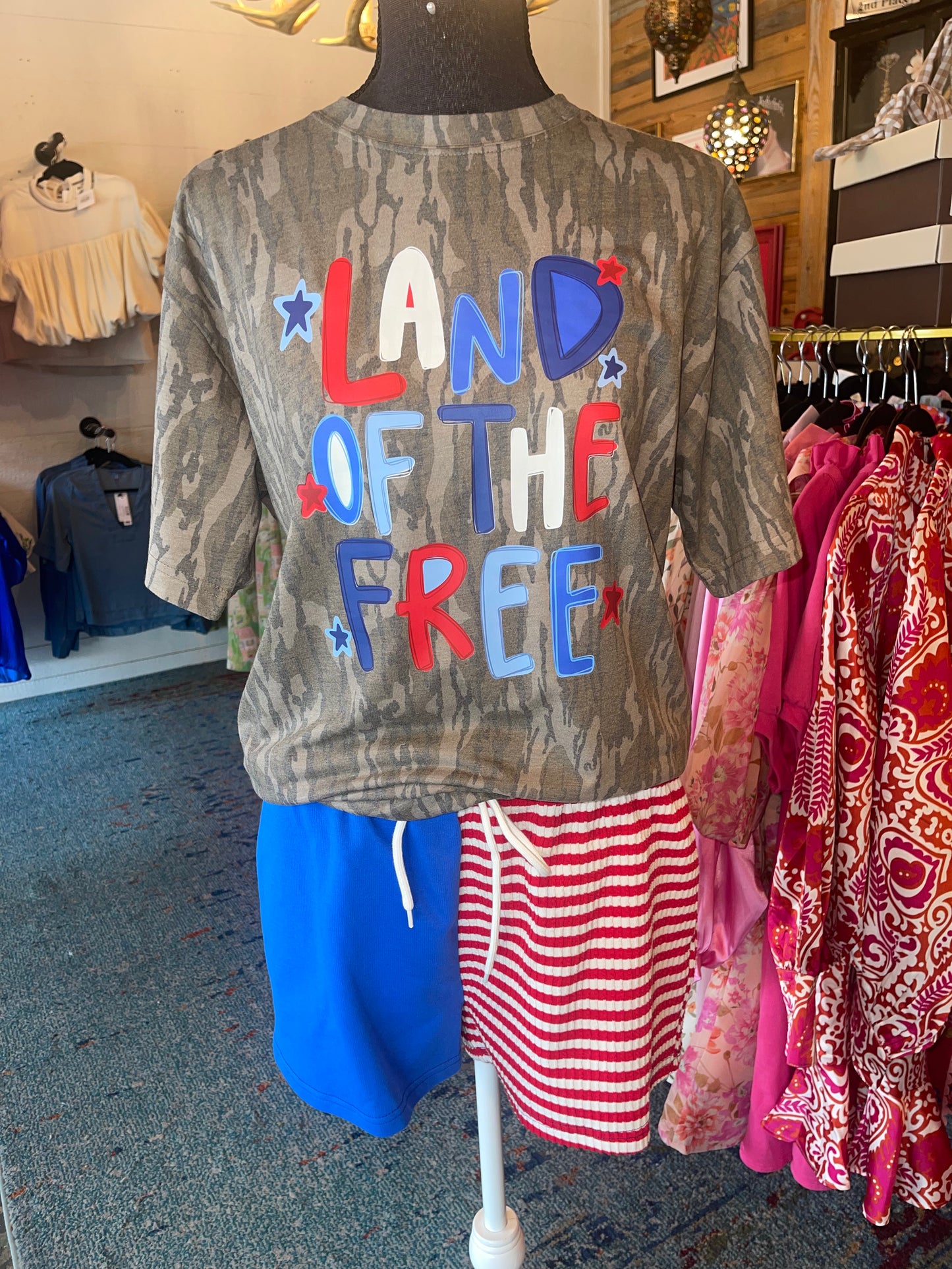 Land of the Free Bottomland Camo Tee