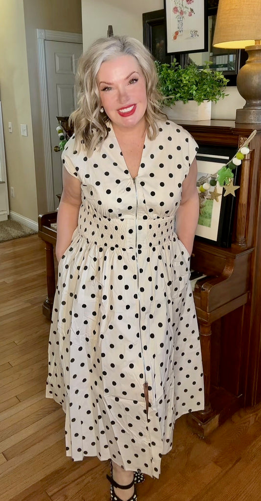 Dotted Love Smocked Waist Dress