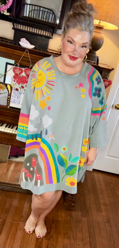 The Billie Oversized Rainbow Sweatshirt Dress- ONE SIZE