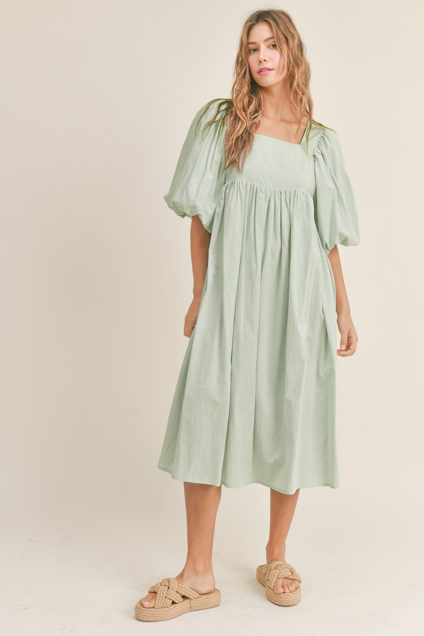 Sea of Sage Striped Dress